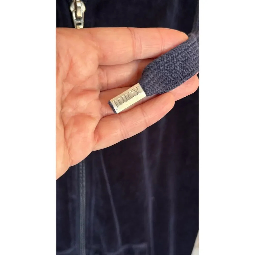 Juicy‎ Couture Women's Vintage Velour Hoodie Jacket Blue Size L - Picture 4 of 5